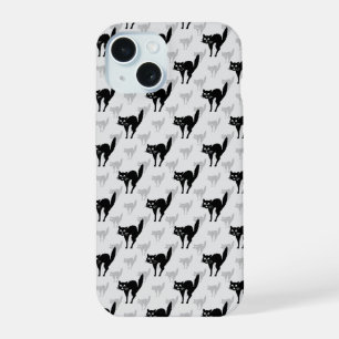 Coque iPhone 15 Conception de motif silhouette ombre de chat noir