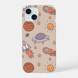 Coque iPhone 15 Conception de motif transparent d'espace extra-atm