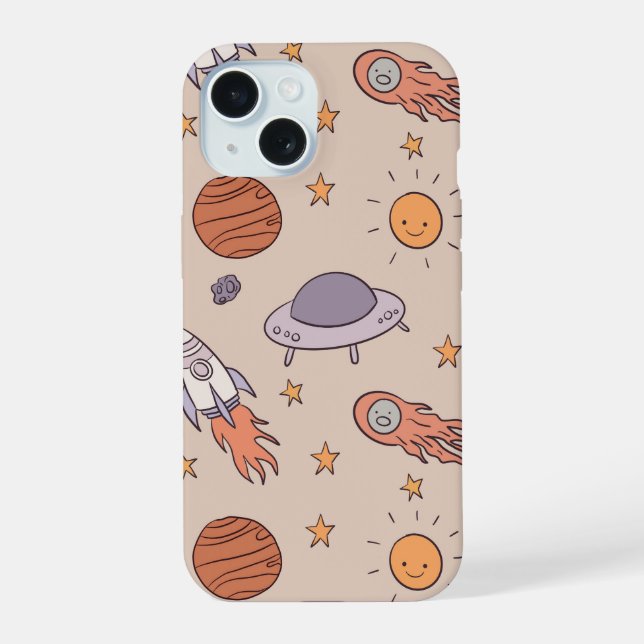 Coque iPhone 15 Conception de motif transparent d'espace extra-atm (Verso)