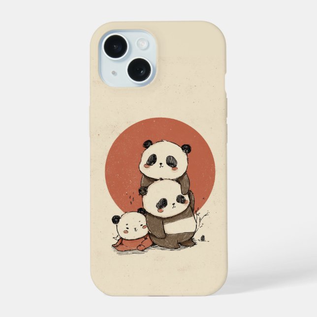 Coque iPhone 15 Conception de pandas mignons (Verso)