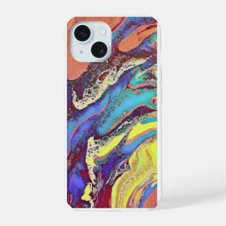 Coque iPhone 15 Conception de tourbillon d'art fluide abstrait col