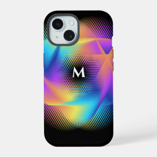 Coque iPhone 15 Conception d'illusion optique à dégradé néon perso