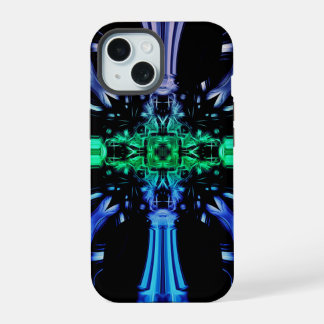 Coque iPhone 15 Conception fractale de plasma électrique futuriste