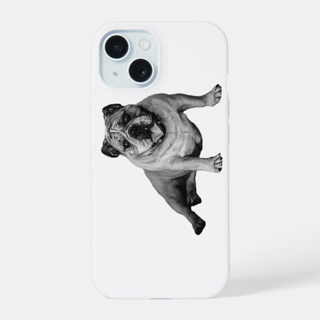 Coque iPhone 15 Conception ludique de bouledogue pour iPhone (Verso)