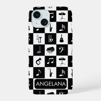 Coque iPhone 15 Conception musicale contemporaine personnalisée