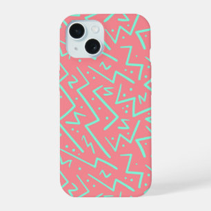 Coque iPhone 15 Conception psychédélique rétro rose et vert