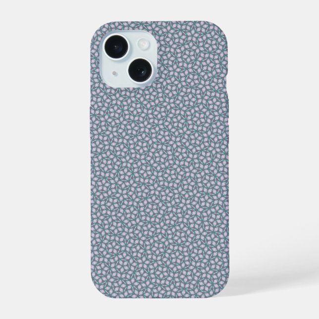 Coque iPhone 15 Conception traditionnelle de Penrose bleue (Verso)
