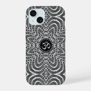 Coque iPhone 15 Connexion spirituelle Om Argent