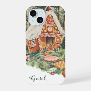 Coque iPhone 15 Conte de fées vintage, maison en bonbons de Hansel