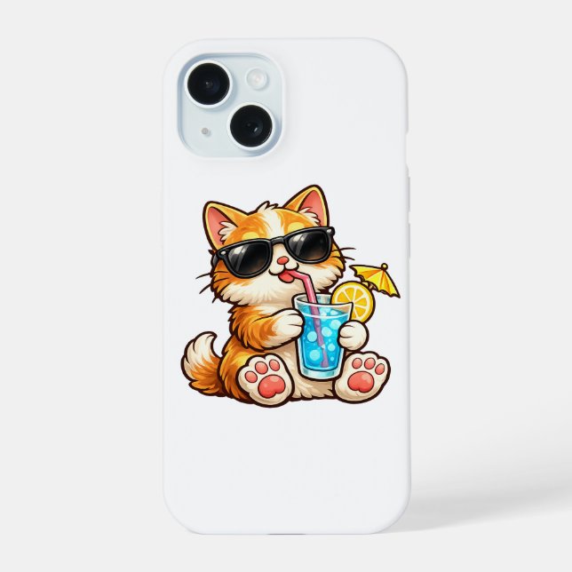 Coque iPhone 15 Cool Summer Cat (Verso)