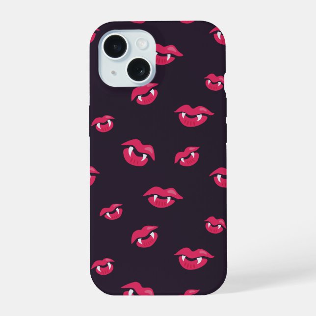 Coque iPhone 15 Cool Vampire Lèvres Et Fangs Motif (Verso)