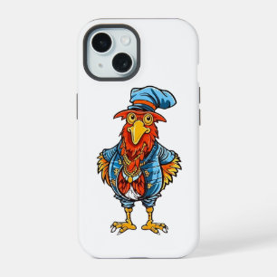 Coque iPhone 15 Coq de dessin animé drôle et autoritaire