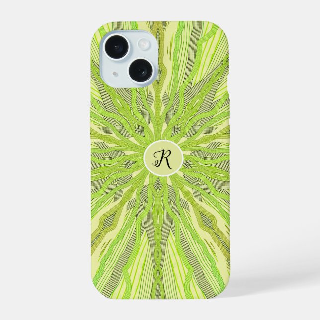 Coque iPhone 15 Coque-coque iphone vert abstrait (Verso)