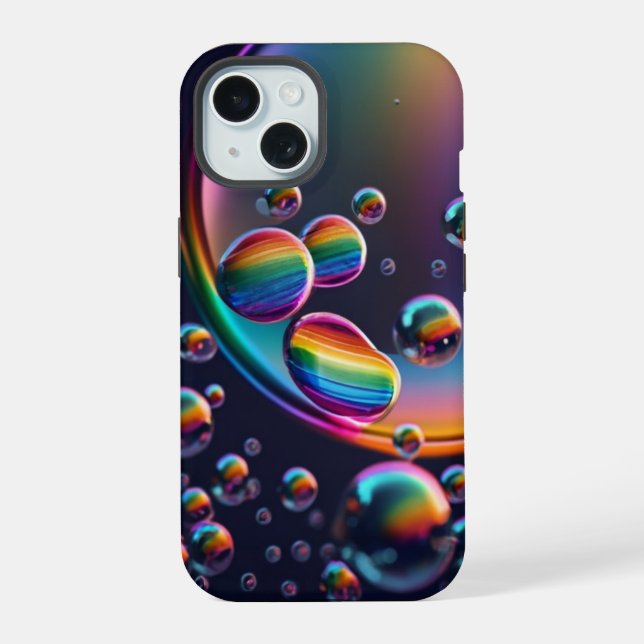 Coque iPhone 15 Coque iphone de gouttelettes arc-en-ciel (Verso)
