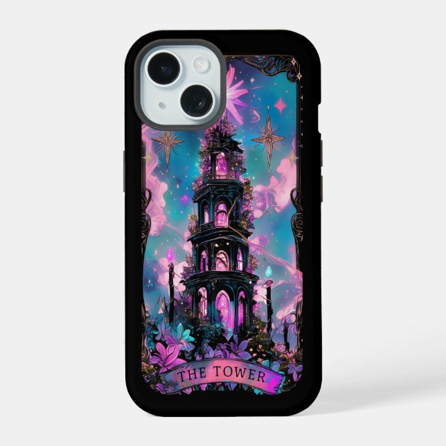 Coque iPhone 15 Coque iphone de la carte Tower Tarot Vibes de cuis (Verso)