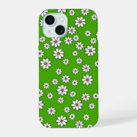 Coque Iphone fleurs blanches sur tapis vert