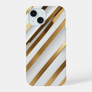 Coque iPhone 15 Coques de téléphone Apple iPhone 15 à rayures doré