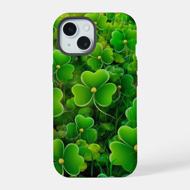 Coque iPhone 15 Coques Shamrocks Emerald Green (Verso)