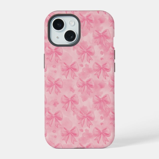 Coque iPhone 15 Coquette Pink Bows (Verso)