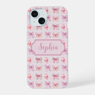 Coque iPhone 15 Coquette rose personnalisé style