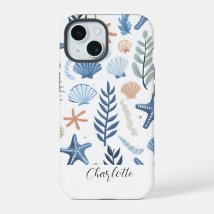 Coque iPhone 15 Coquillage Étoile de Mer Nom Personnalisé