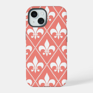 Coque iPhone 15 Corail Fleur de Lis
