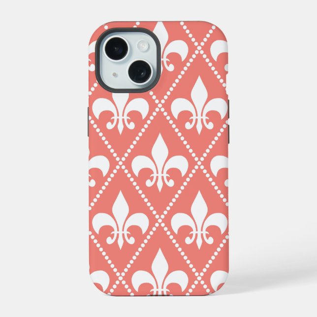 Coque iPhone 15 Corail Fleur de Lis (Verso)