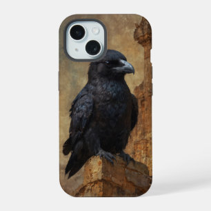 Coque iPhone 15 Corbeau et ruines de la cathédrale