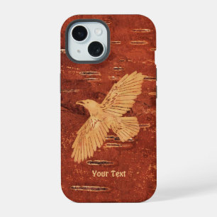 Coque iPhone 15 Corbeau rustique sur OtterBox iPhone C en écorce d