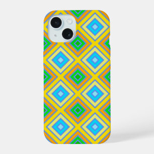 Coque iPhone 15 Cornflower harmonieux couleurs Angled Line Art