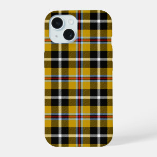 Coque iPhone 15 Cornouailles National Tartan Jaune et Noir Plaid