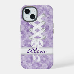 Coque iPhone 15 Corset Lacée Sur Violet Avec Nom