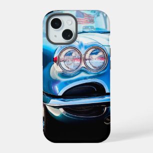 Coque iPhone 15 Corvette classique 1960 Bleu Antique
