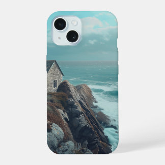 Coque iPhone 15 Cottage médiéval sur une falaise