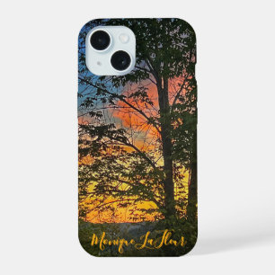 Coque iPhone 15 "Coucher de soleil d'automne"