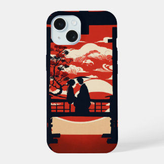 Coque iPhone 15 Coucher de soleil sérénité : Porte Torii japonaise