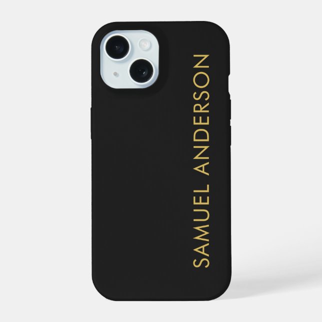 Coque iPhone 15 Couleur Or Gris Ajouter un Nom Professionnel (Verso)