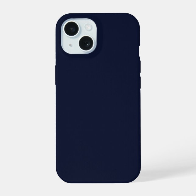 Coque iPhone 15 Couleur solide bleu marine de minuit (Verso)