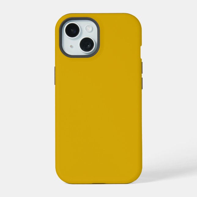 Coque iPhone 15 Couleur solide jaune moutarde (Verso)