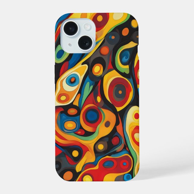 Coque iPhone 15 Couleurs Chaudes Psychedéliques (Verso)