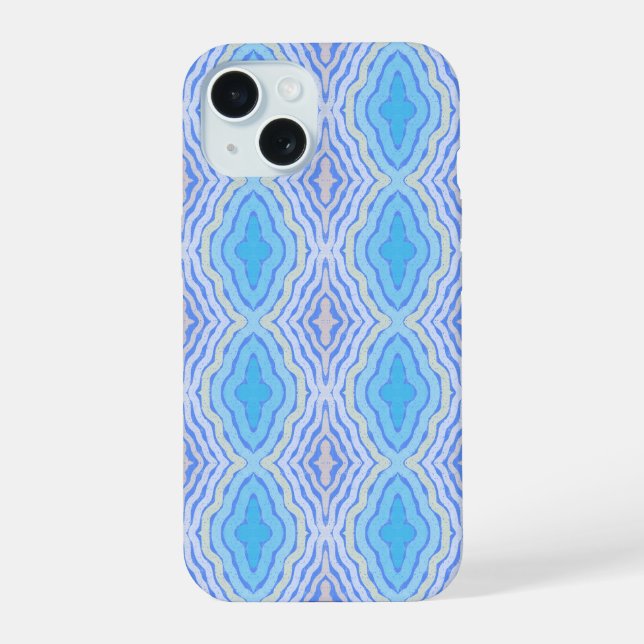 Coque iPhone 15 Couleurs complémentaires de bleuet Art shabby chic (Verso)