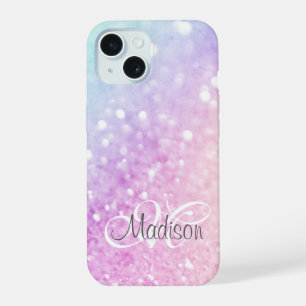 Coque iPhone 15 Couleurs Personnalisées Paillettes Iridescentes Él