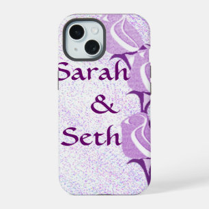 Coque iPhone 15 Couple Rose Violet Personnalisé