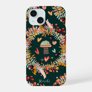 Coque iPhone 15 Couronnes et cœurs de champignons