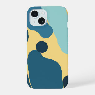 Coque iPhone 15 Couverture Abstraite Sarcelle & Moutarde — Minimal