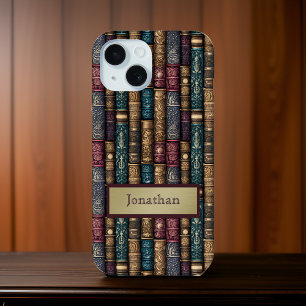 Coque iPhone 15 Couvertures de livre anciennes vert Bourgogne Mono
