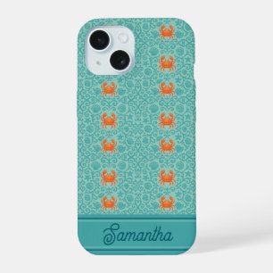 Coque iPhone 15 Crabes Symphonie ornementale Personnalisée