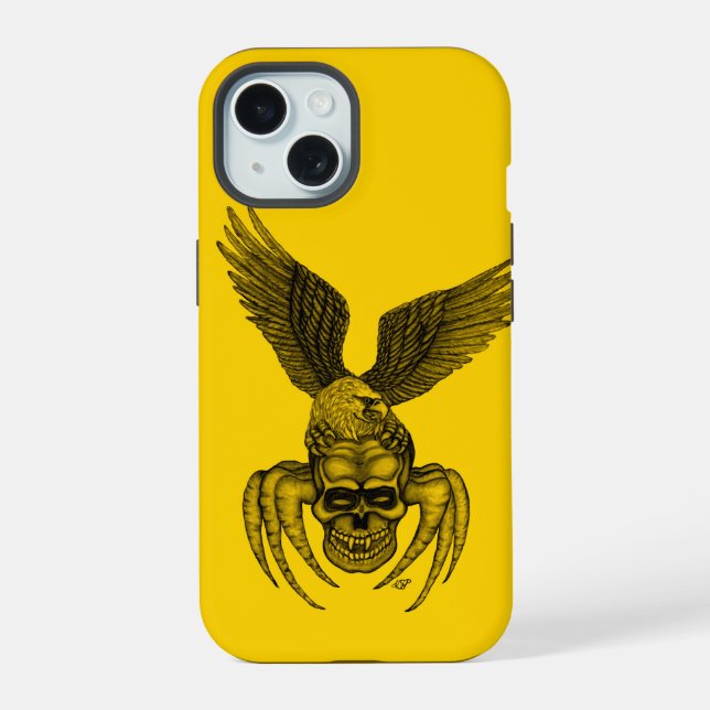 Coque iPhone 15 Crâne à aigle (Verso)