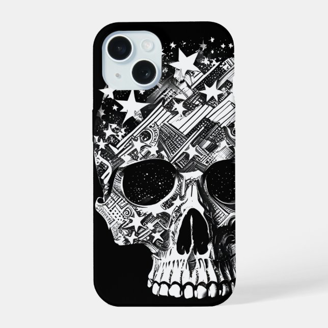 Coque iPhone 15 Crâne et étoiles IV (Verso)