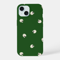 Crâne mignon kawaii aléatoire points vert foncé